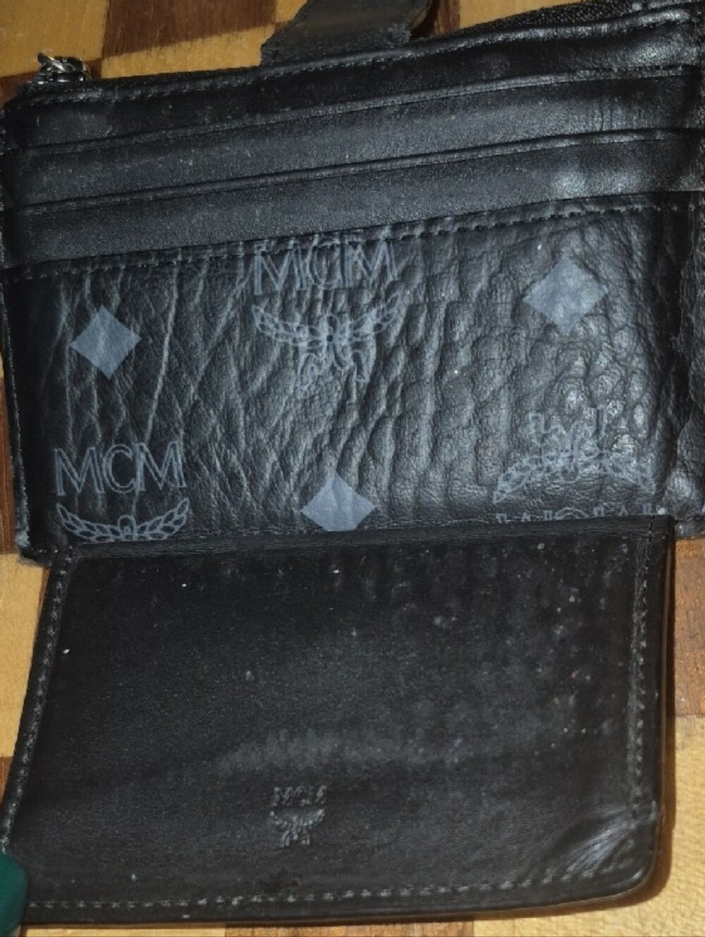MCM Black Leather Card Case with Gold Logo Plate - Picture 6 of 6